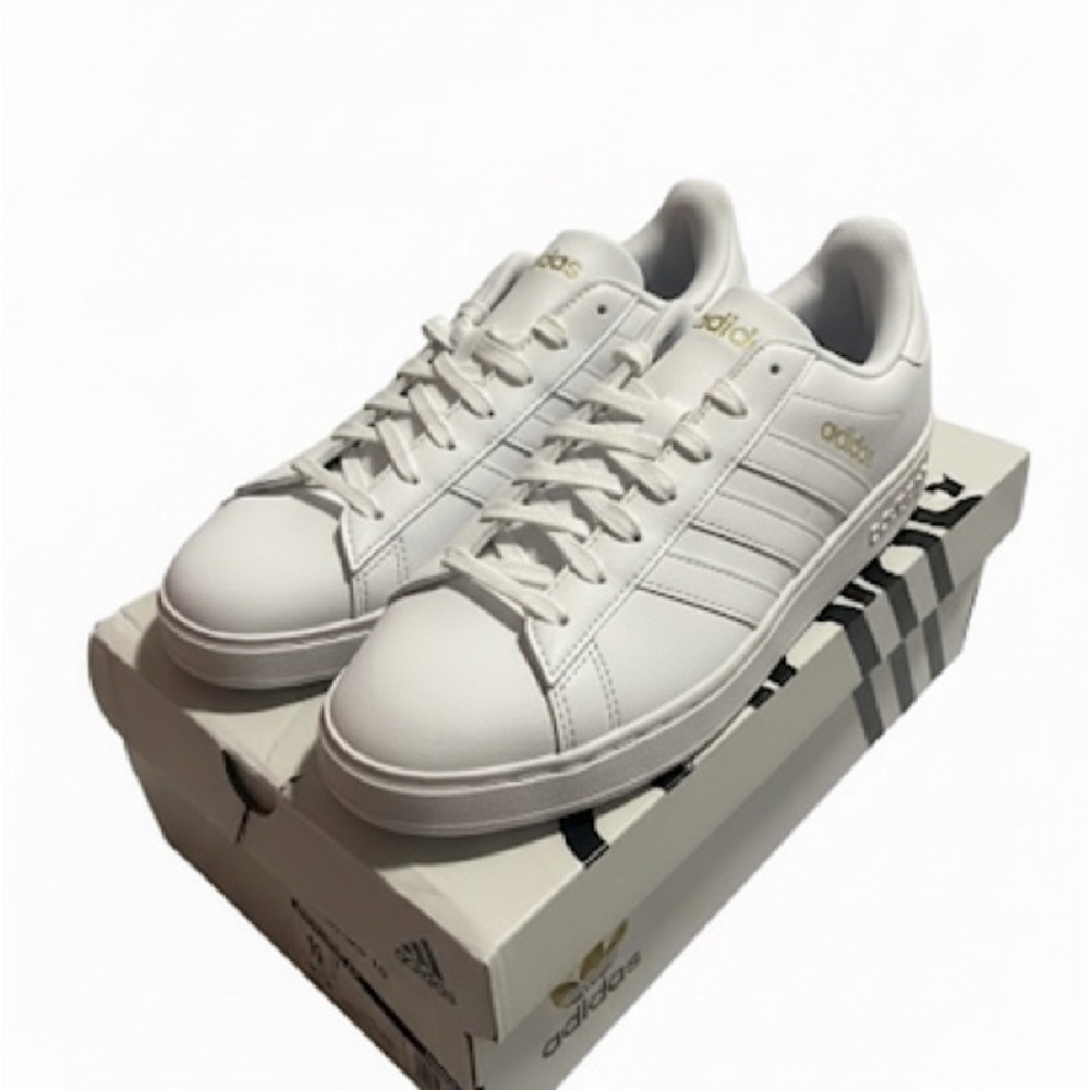 Adidas Men's White and Gold Sneakers